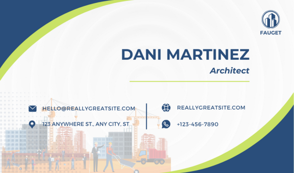 Construction Business Card Design - Blue and Green colored edge
