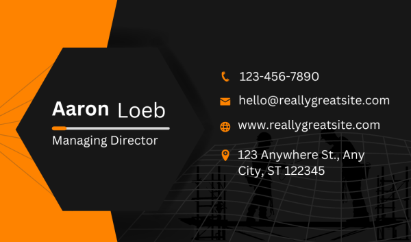 Construction Business Card Design - Modern Elegant - Orange and Black