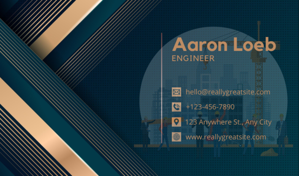 Construction Business Card Design - Pale Yellow Line Patterns