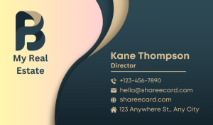 Real Estate Business Card Design – Yellow and Dark Blue – Modern
