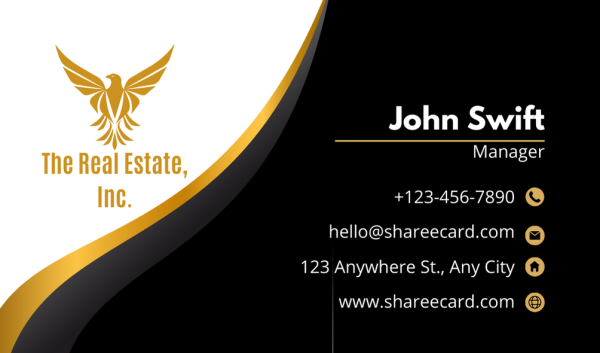 Real Estate Business Card Design - Modern - Golden and Black