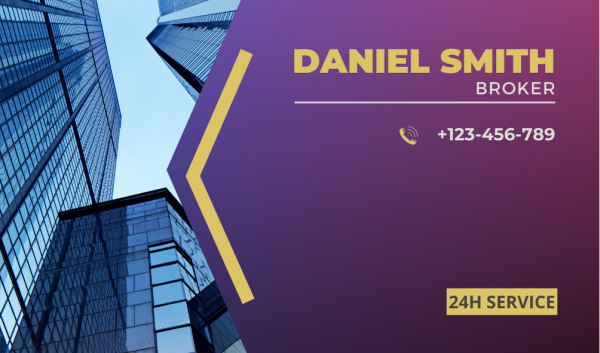 Real Estate Business Card Design - Modern - Purple Gradient