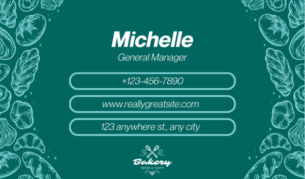 Bottle Green Bakery Business Card Design