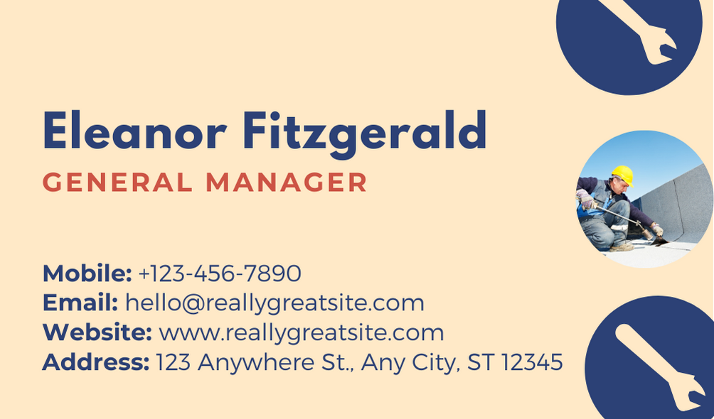 Peach Roofing Business Card