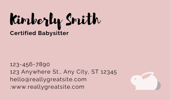 Pink Babysitting Business Card Design