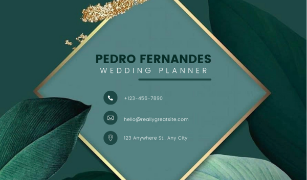 Green Wedding Business Card Design