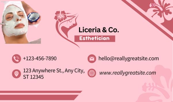 Pink Esthetician Business Card